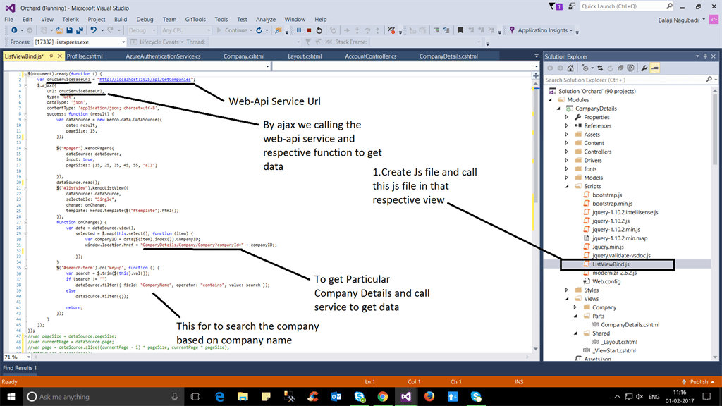 Bind Data From DB To Kendo Listview In ClientSide Using API